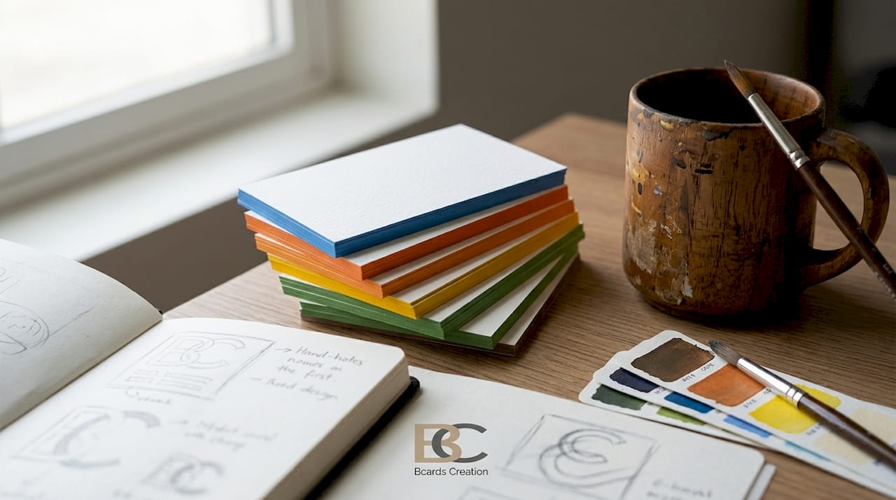 Stack of cards showing edge painting