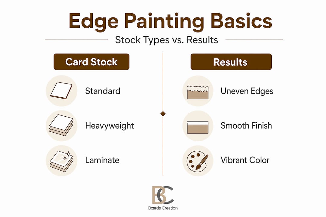 Infographic comparing card stocks and edge results
