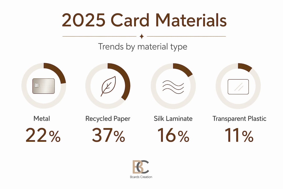 Infographic showing top business card materials in 2025