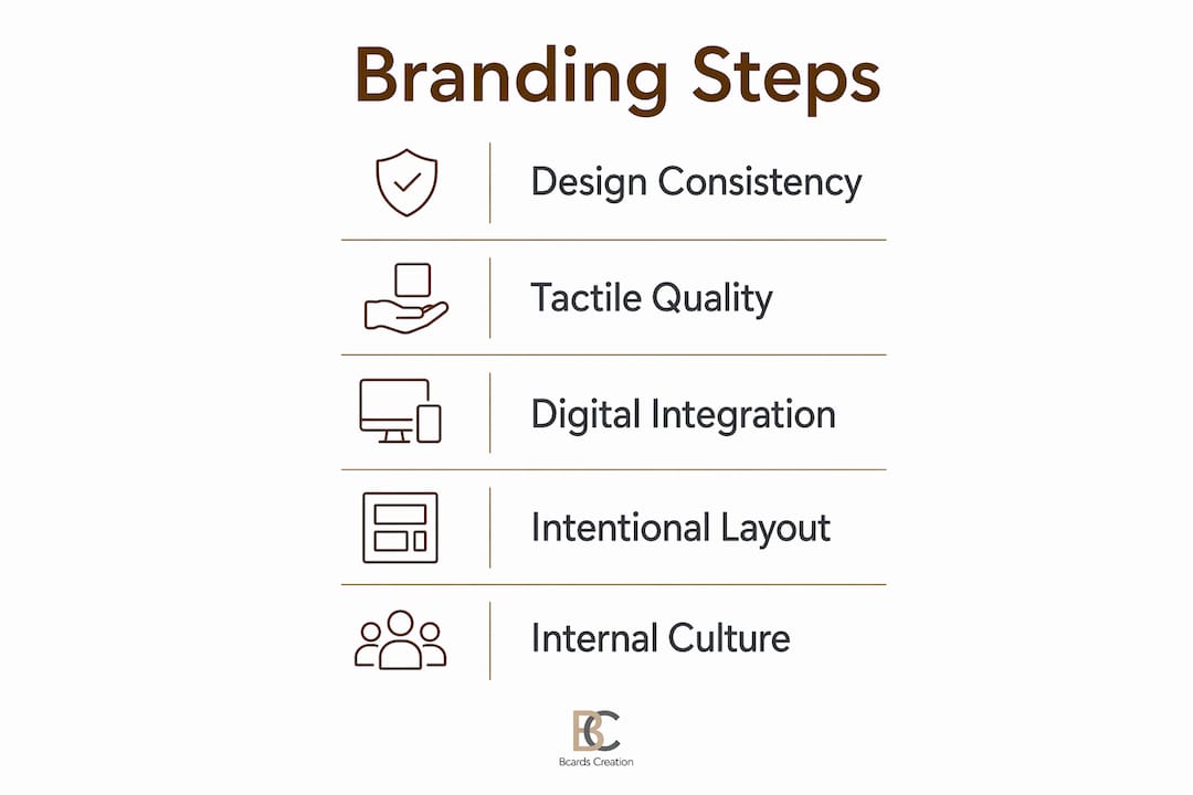 Infographic illustrating key steps in business card branding
