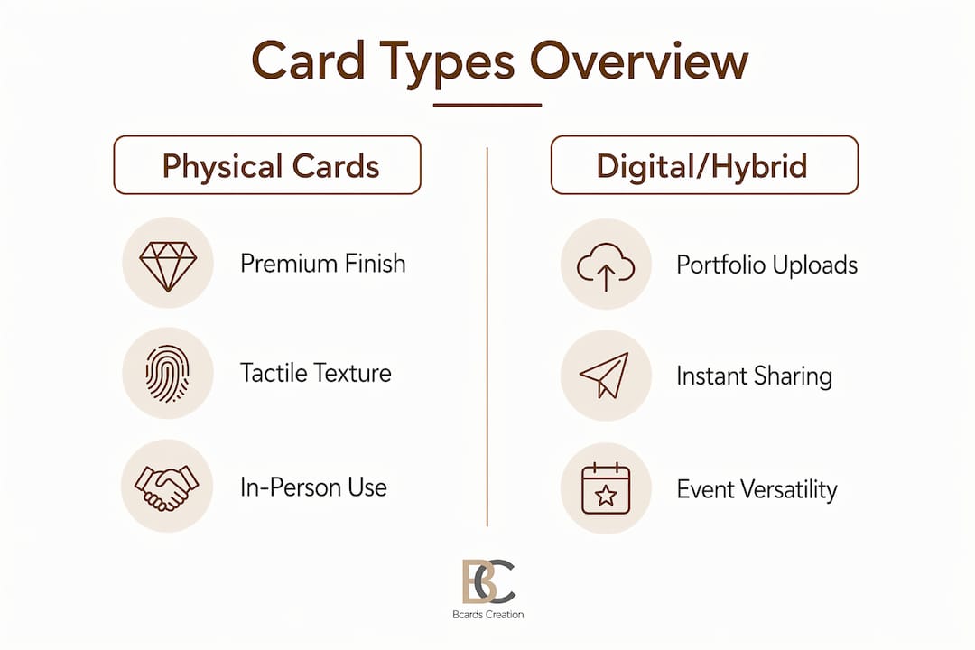 Infographic comparing physical and digital photography business cards