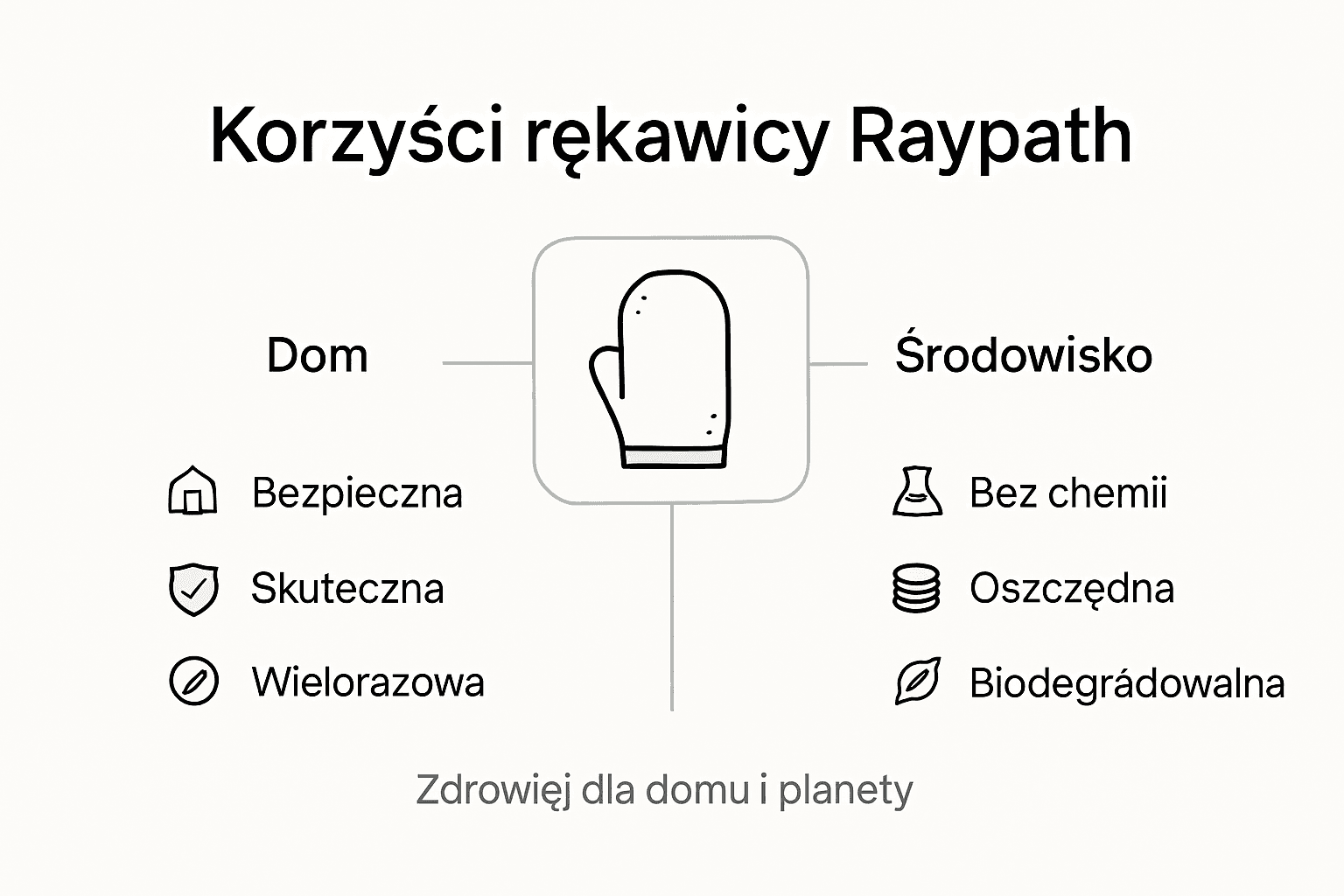 Infografika prezentująca korzyści ze stosowania rękawicy Raypath