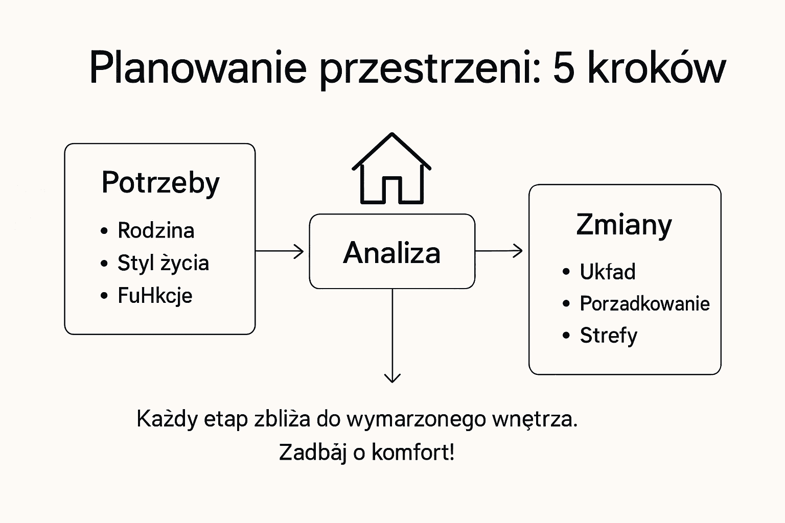 Infografika: pięć sprawdzonych etapów planowania idealnego mieszkania
