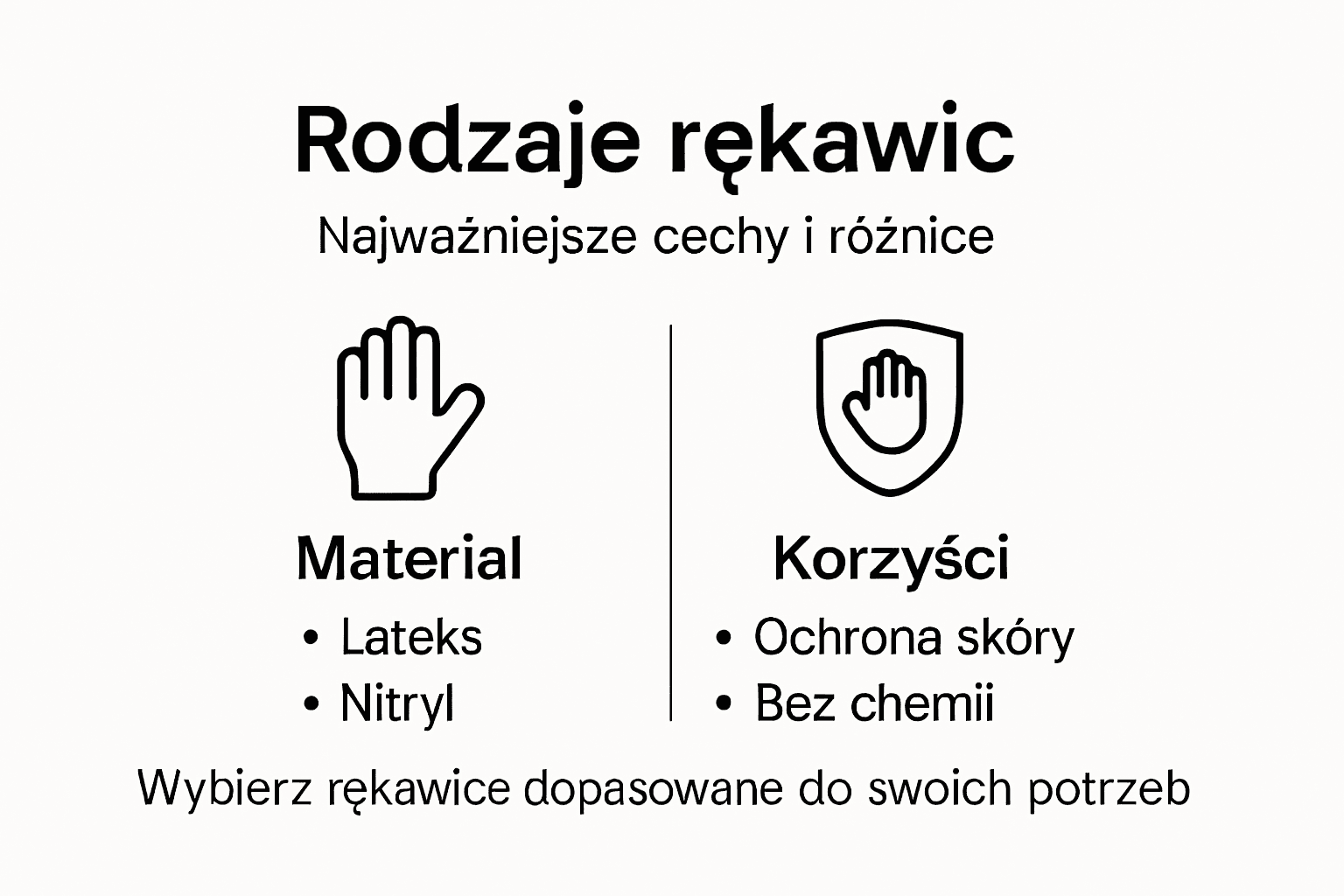 Praktyczna infografika przedstawiająca różne typy rękawic wykorzystywanych przy sprzątaniu