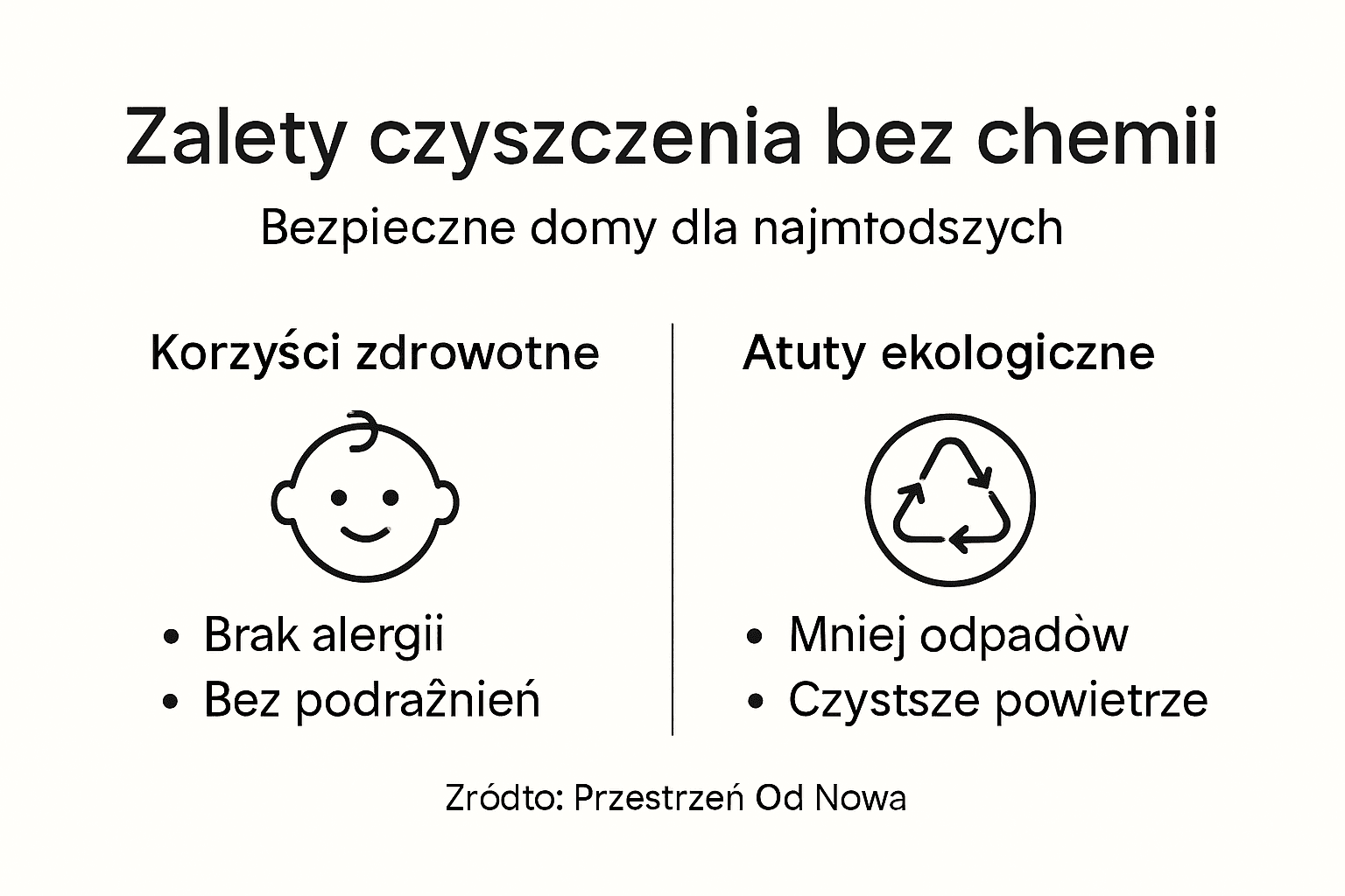 Infografika: korzyści sprzątania bez użycia środków chemicznych