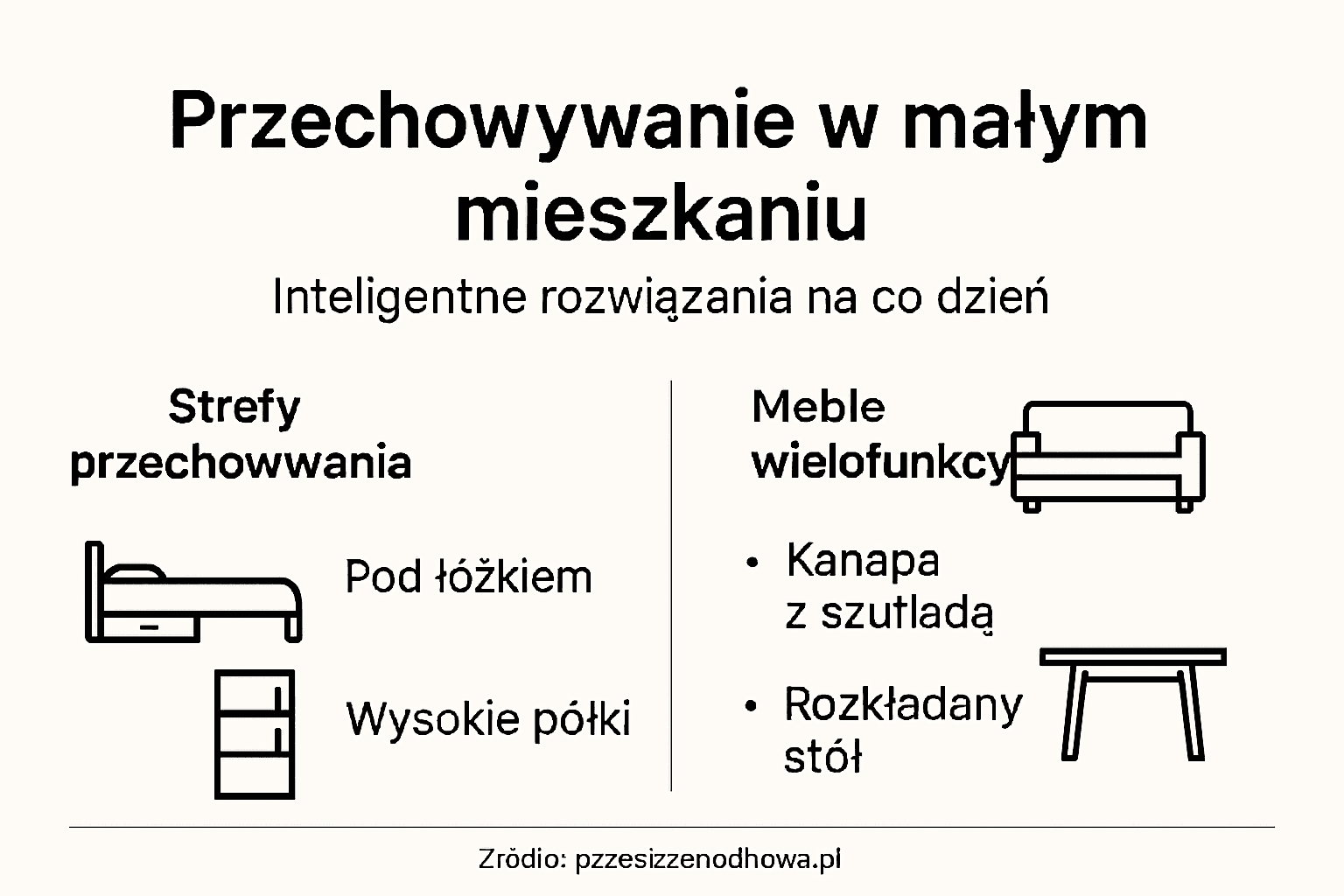 Praktyczne sposoby na przechowywanie rzeczy w mieszkaniu – infografika