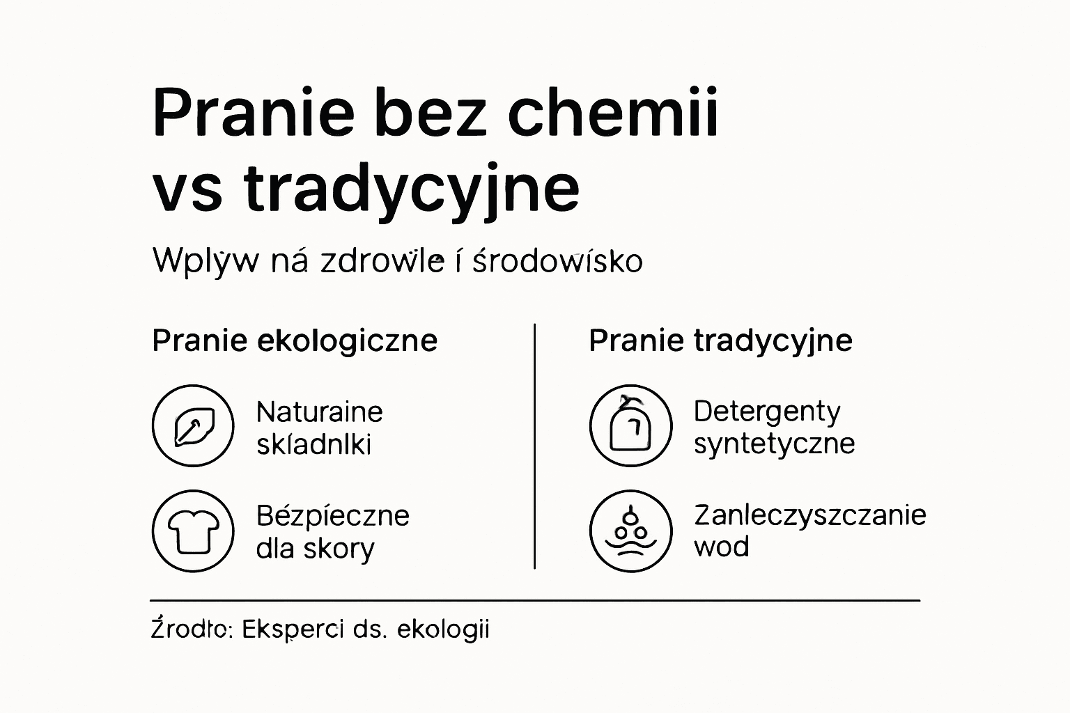Porównanie prania ekologicznego i tradycyjnego w formie przejrzystej infografiki