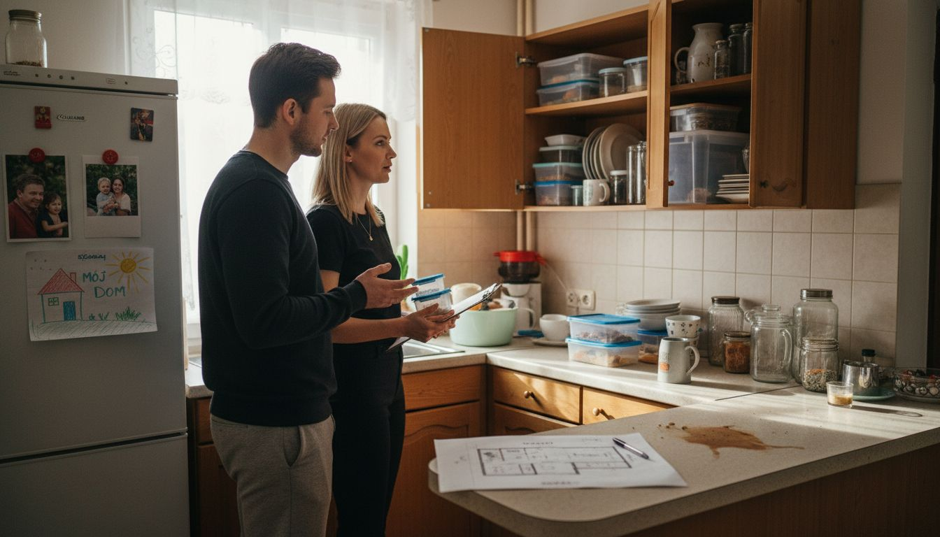 Para razem z projektantem zastanawia się, jak najlepiej rozplanować przechowywanie w kuchni.