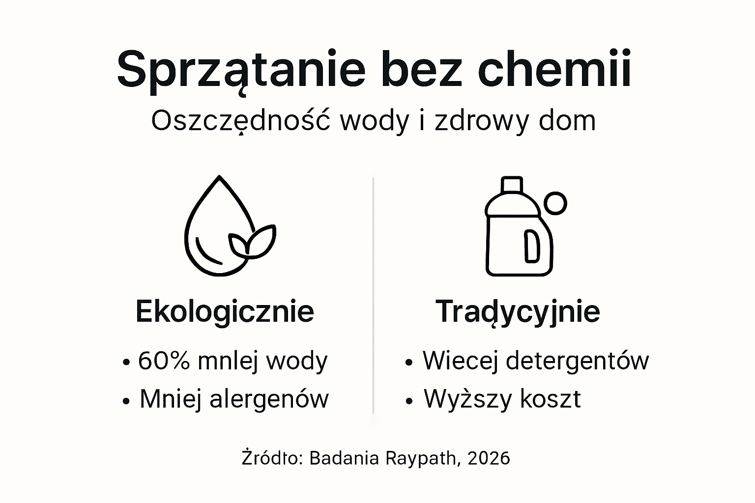Grafika przedstawiająca zestawienie sprzątania ekologicznego z tradycyjnymi metodami