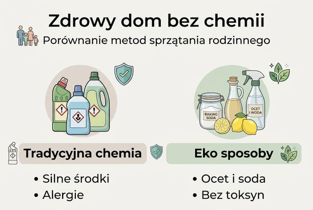 Porównanie ekologicznych i tradycyjnych środków czystości – infografika