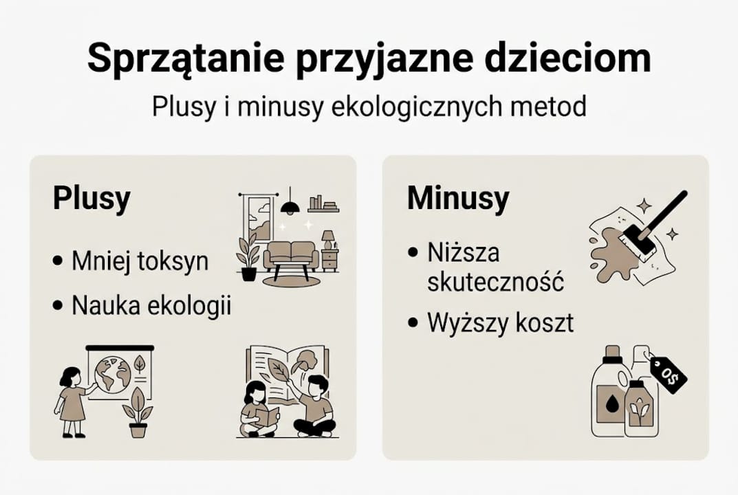 Infografika: zalety i wady ekologicznego sprzątania