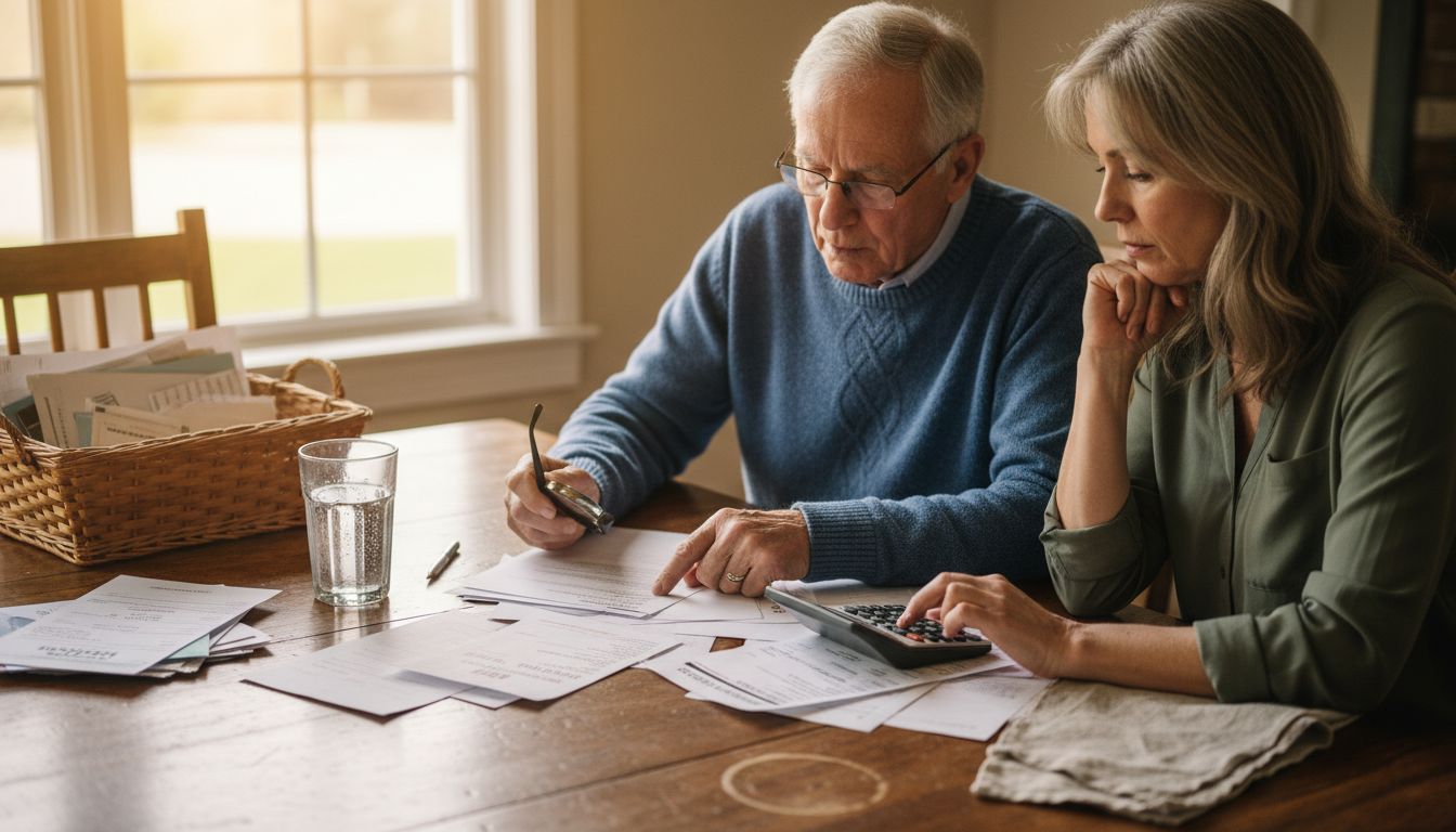 Family discussing end-of-life finances at table