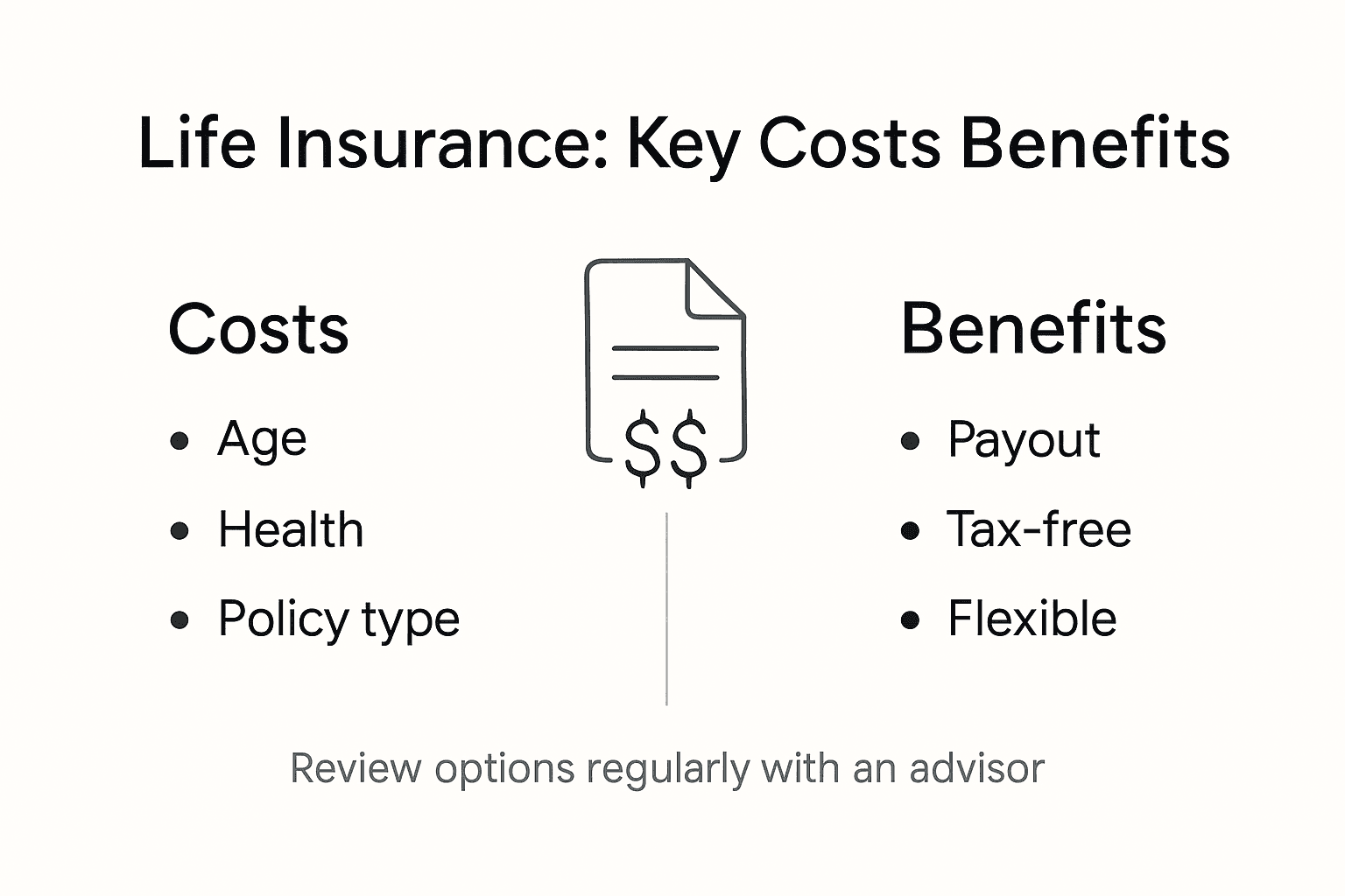 Infographic shows key life insurance cost factors and benefits