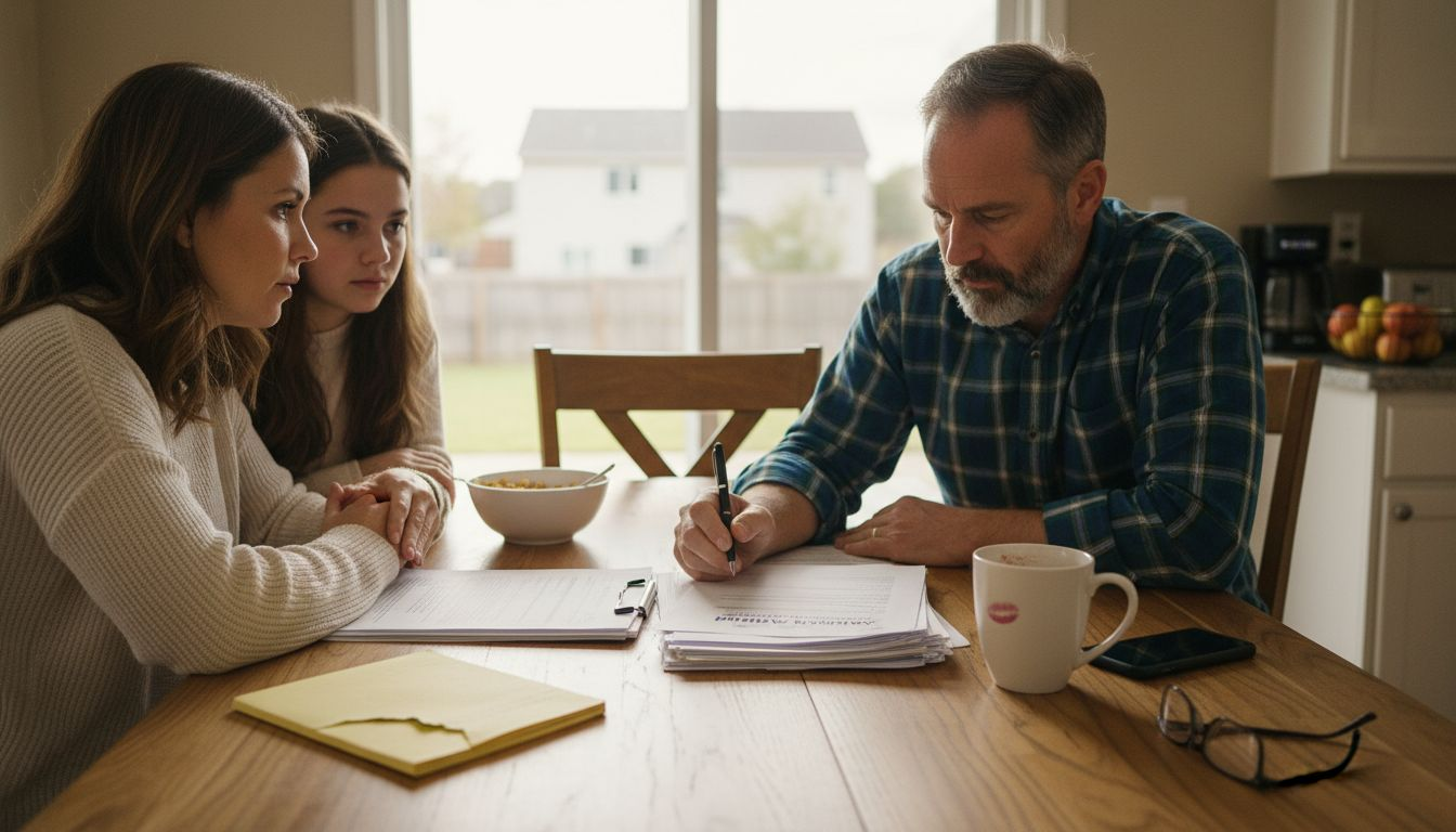 Family reviewing burial insurance paperwork