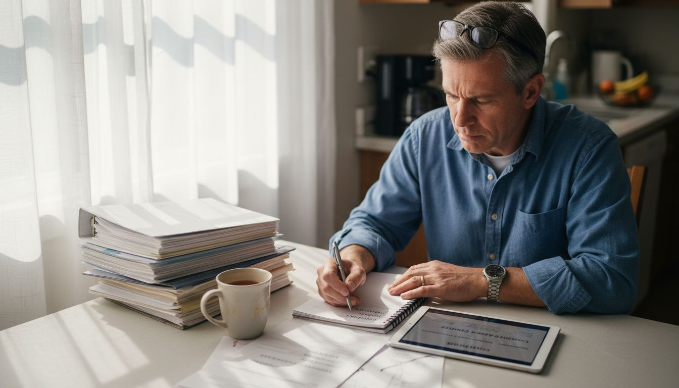 Man reviewing whole life insurance documents