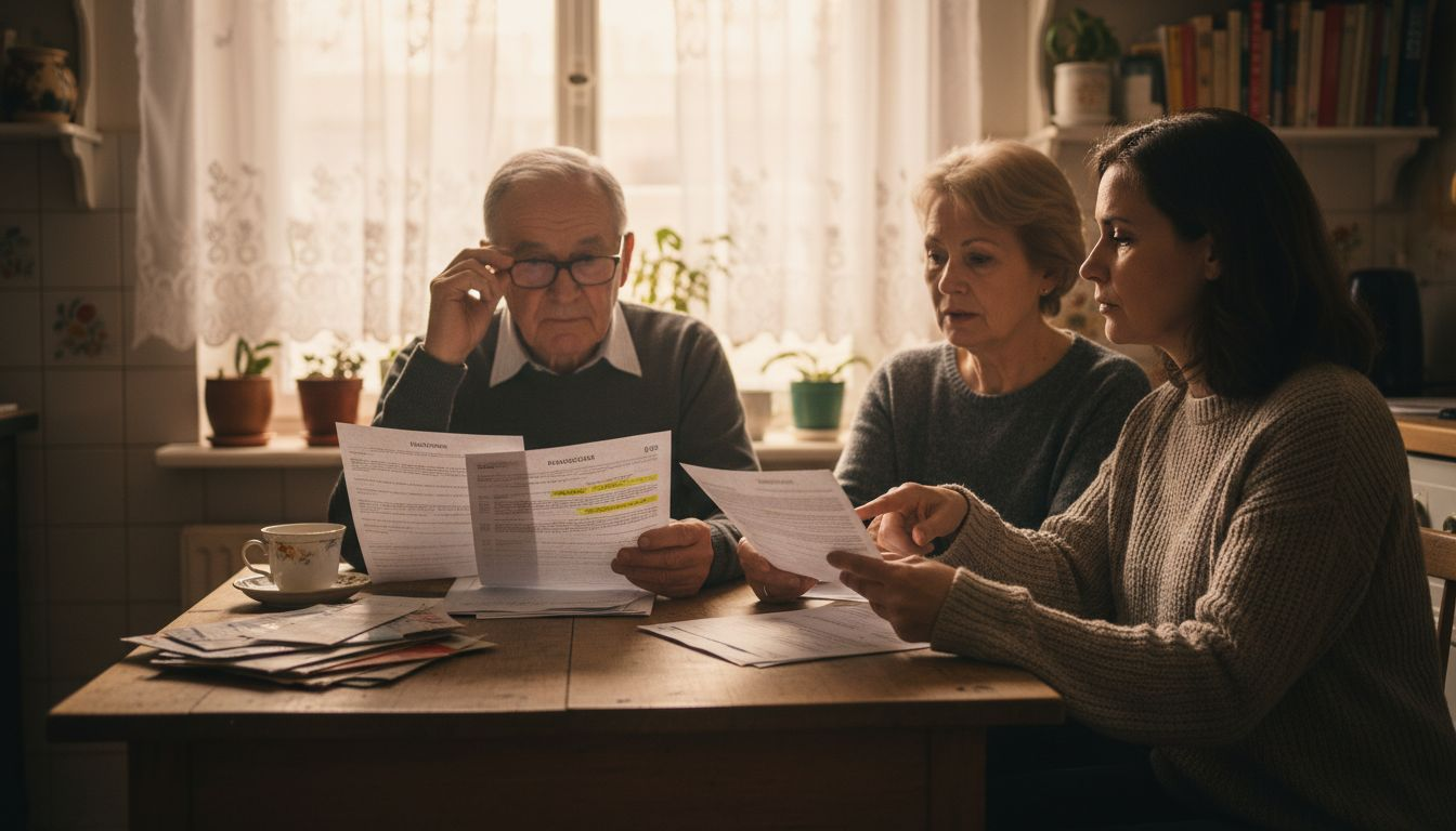 Family reviewing funeral insurance documents