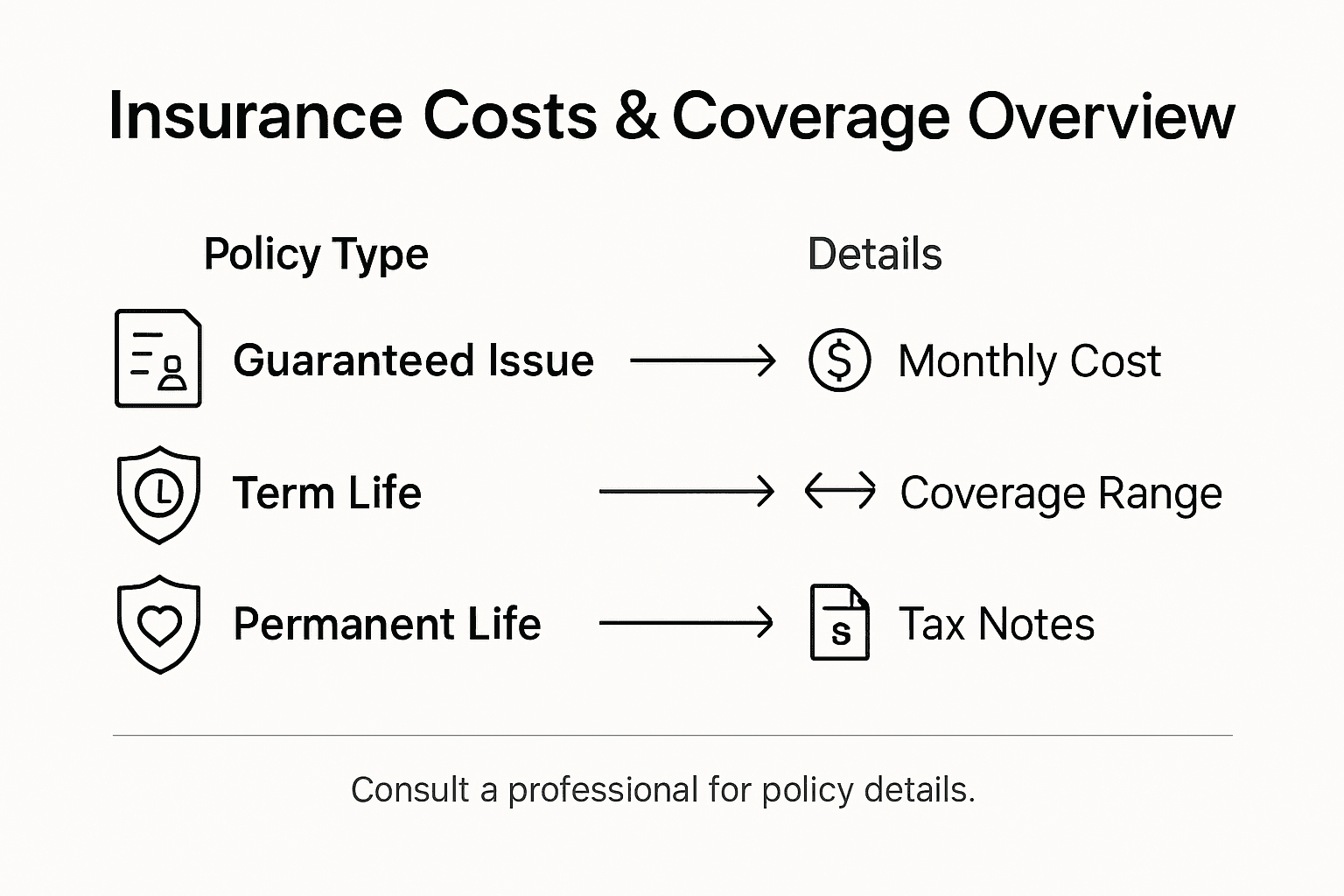 Infographic comparing insurance costs and coverage