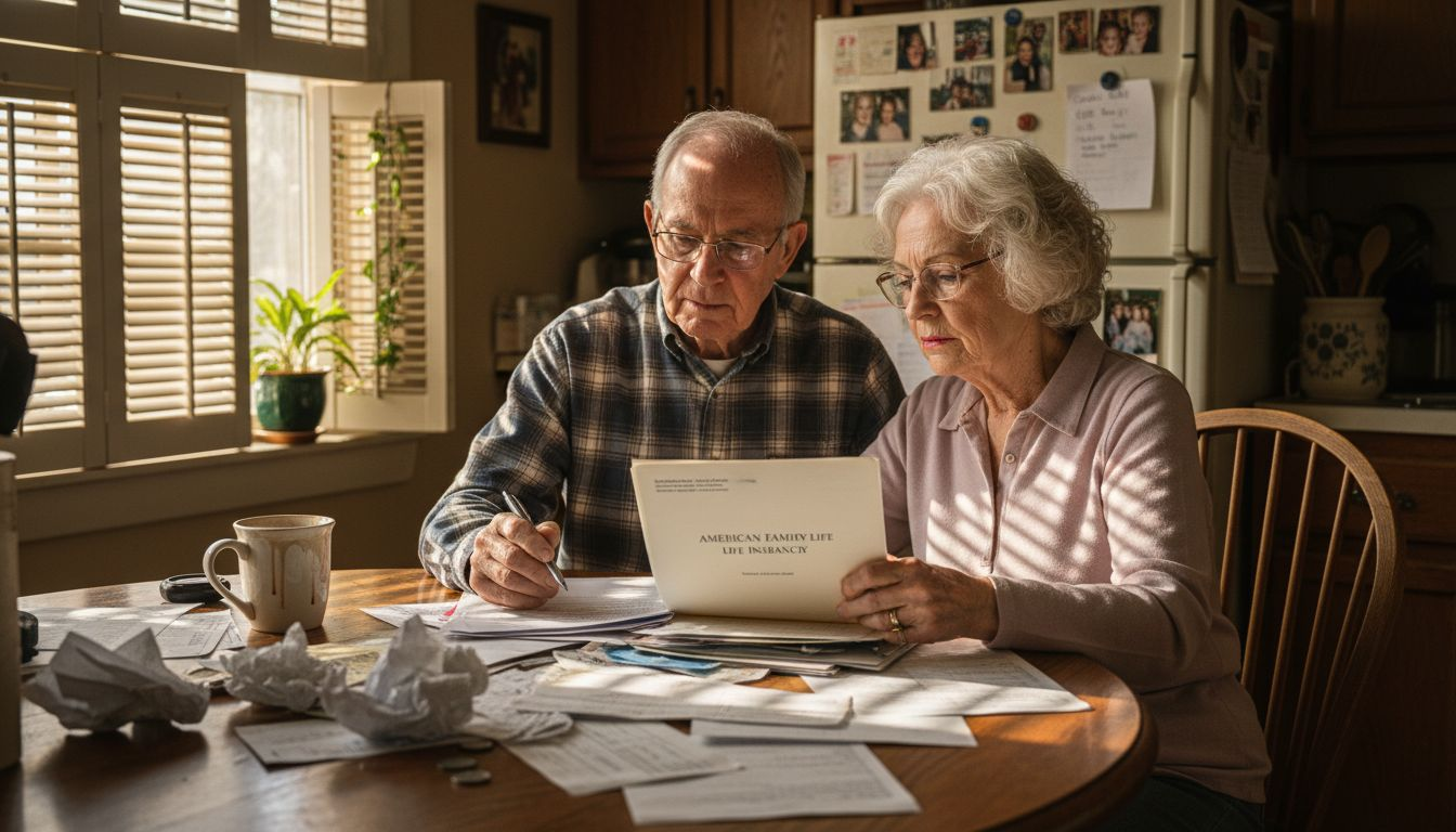 Senior couple reviewing insurance bills together
