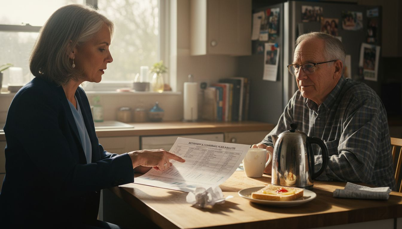 Advisor explaining insurance at kitchen table