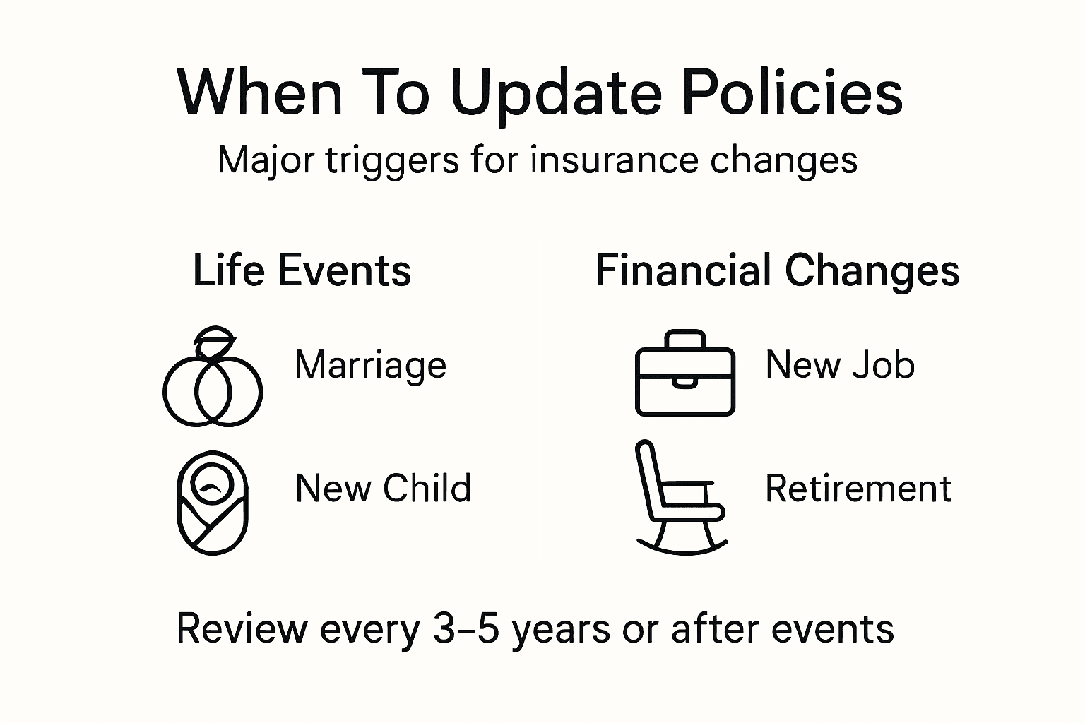 Infographic on timing for updating insurance policies
