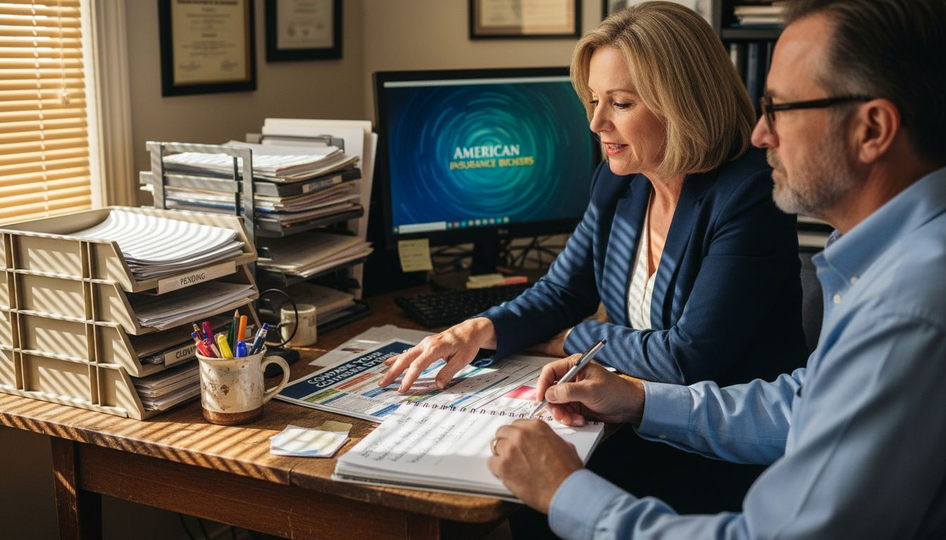 Insurance agent discussing options with client