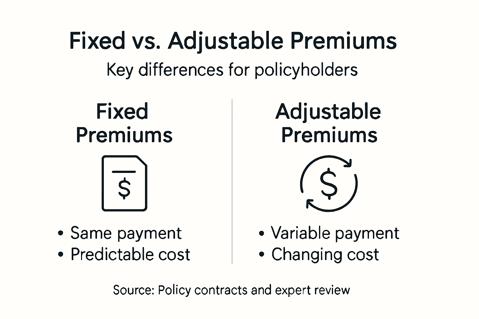 Infographic comparing fixed and adjustable premiums