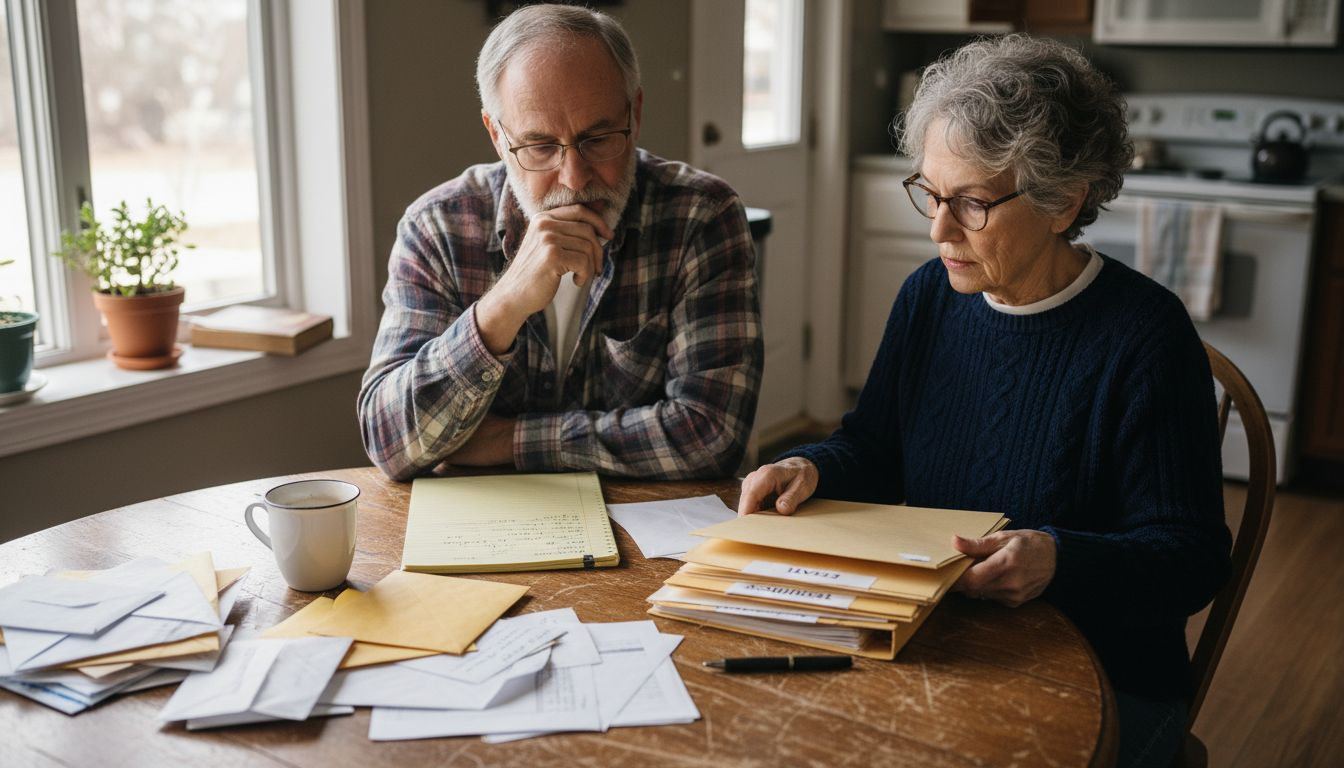 Older couple reviewing final expense documents