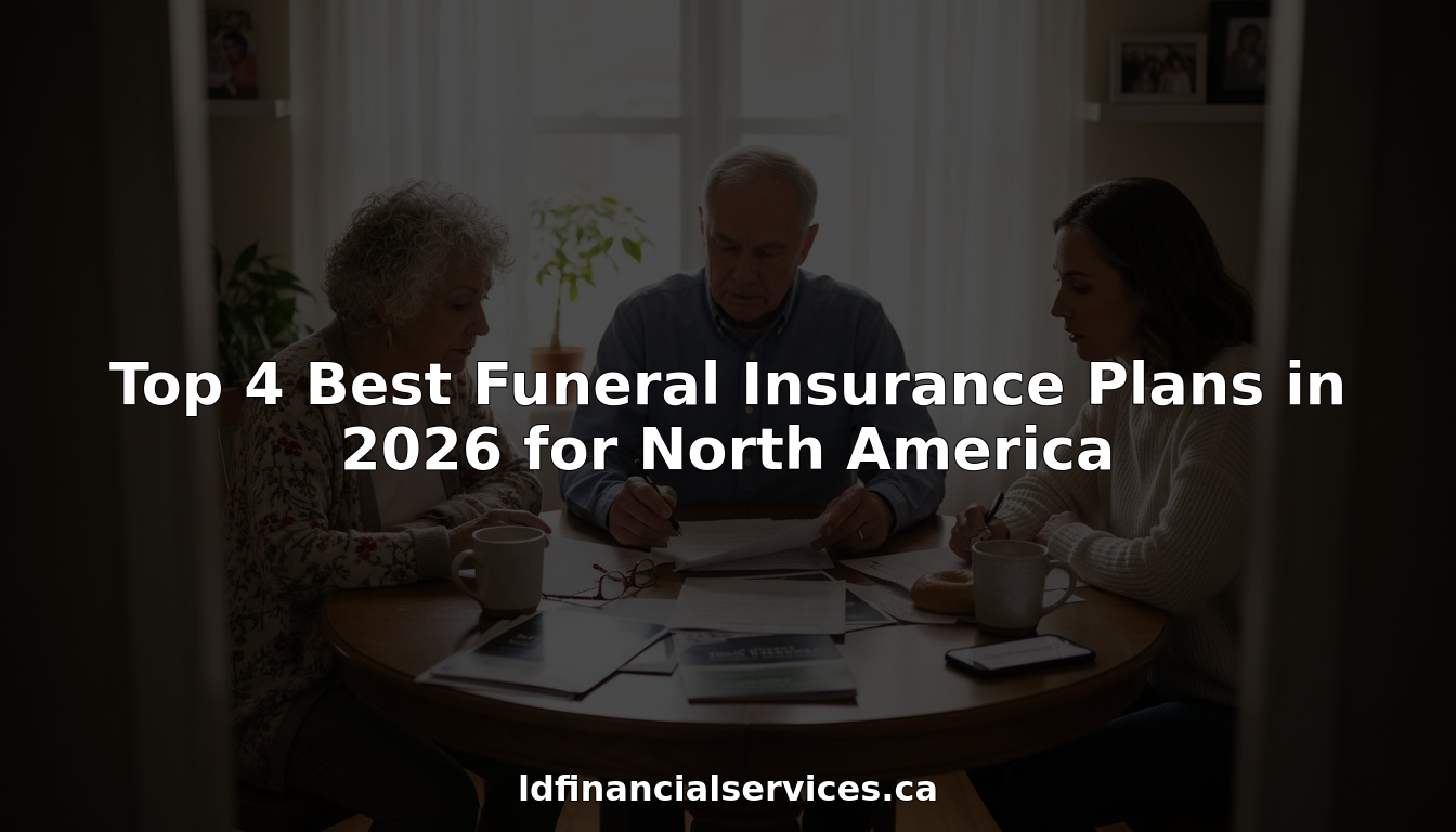 Family reviewing funeral insurance documents at dining table