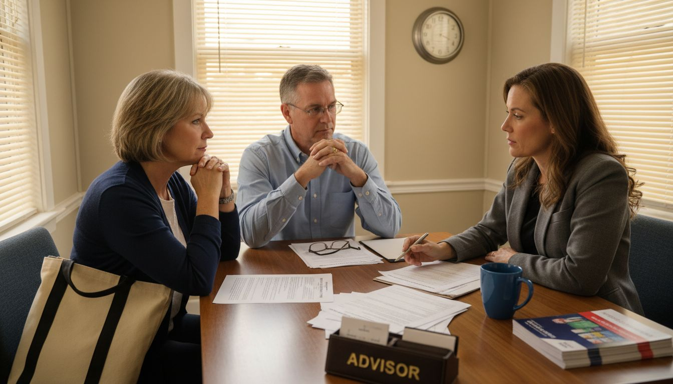 Family consulting advisor about insurance plans