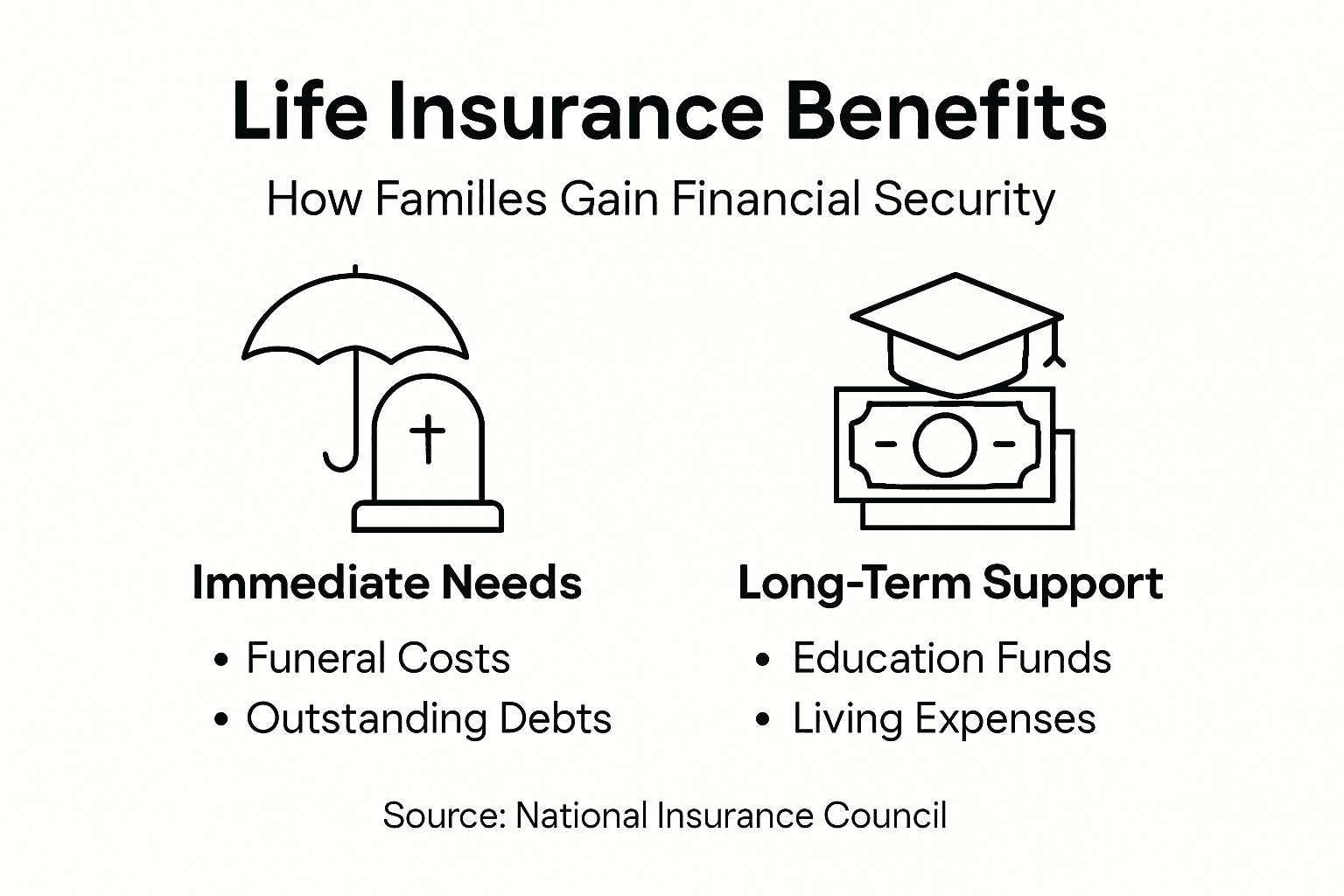 Infographic comparing life insurance benefits for families