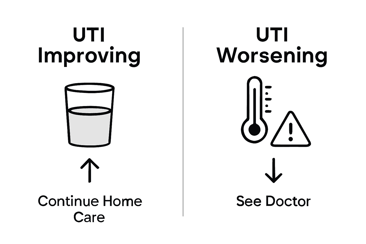 UTI warning signs and progress infographic