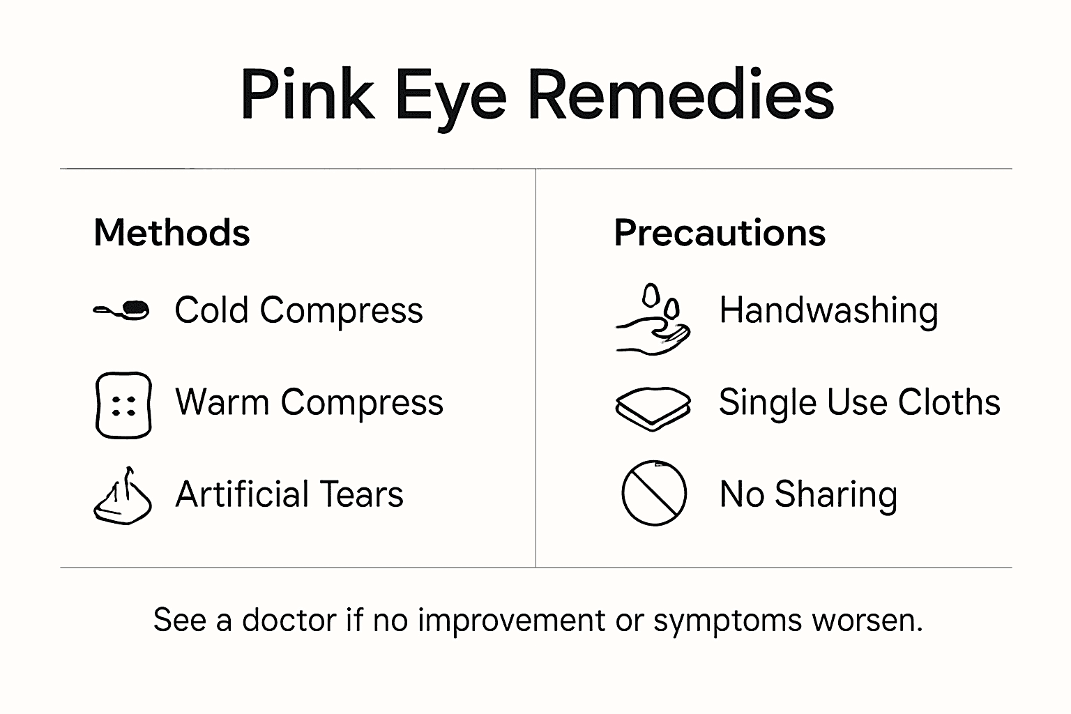 Infographic comparing key pink eye remedies