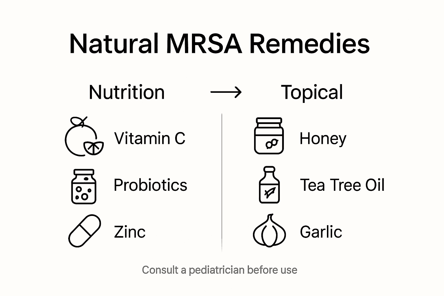 Infographic showing natural MRSA remedy categories