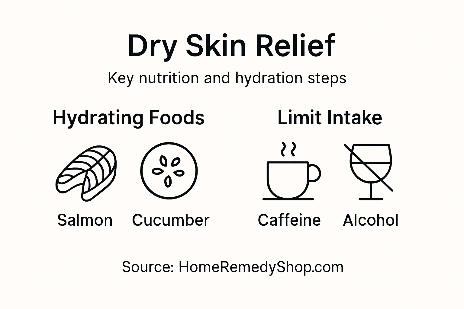 Infographic about foods and habits for dry skin