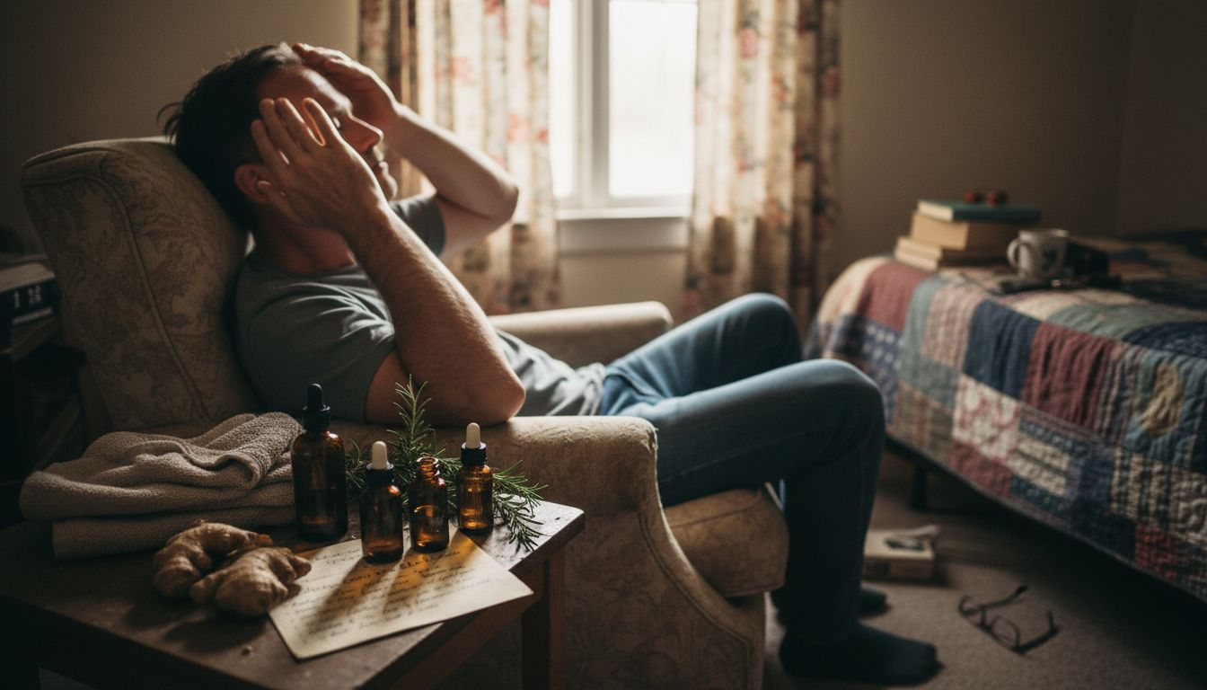 Man doing ginger rosemary scalp massage