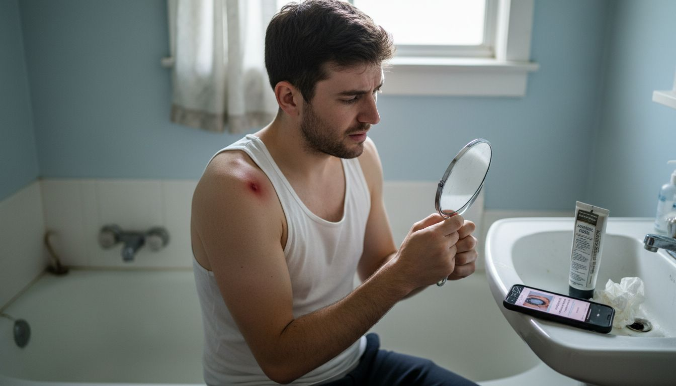 Man checking boil symptoms at home