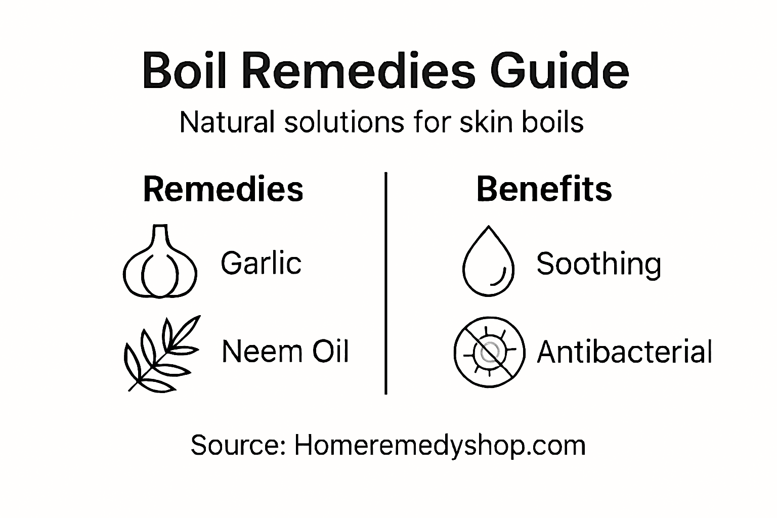 Infographic showing boil remedies and benefits