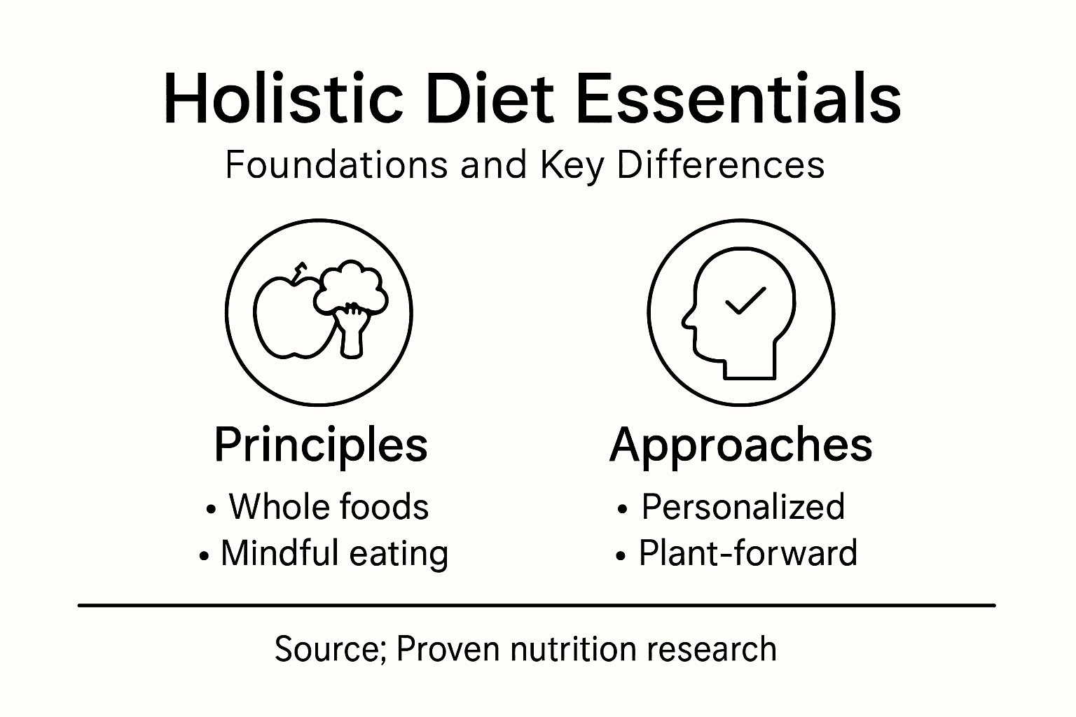 Infographic showing holistic diet basics and differences