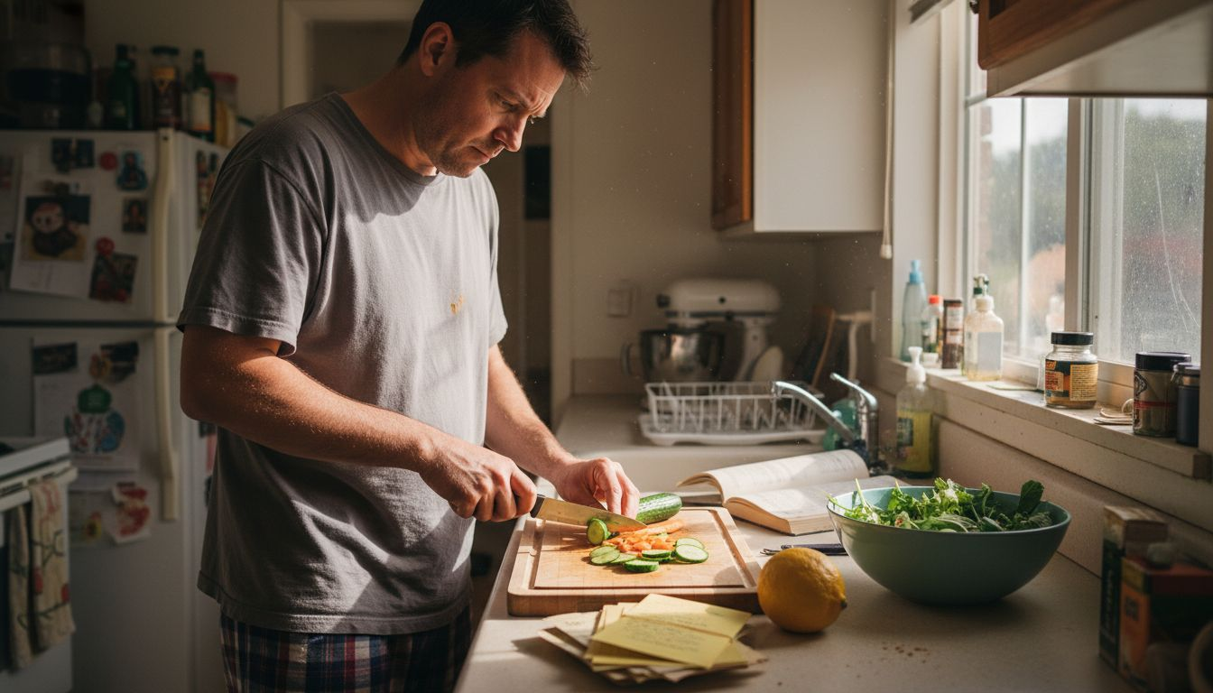 Man preparing vegetables for healthy meal