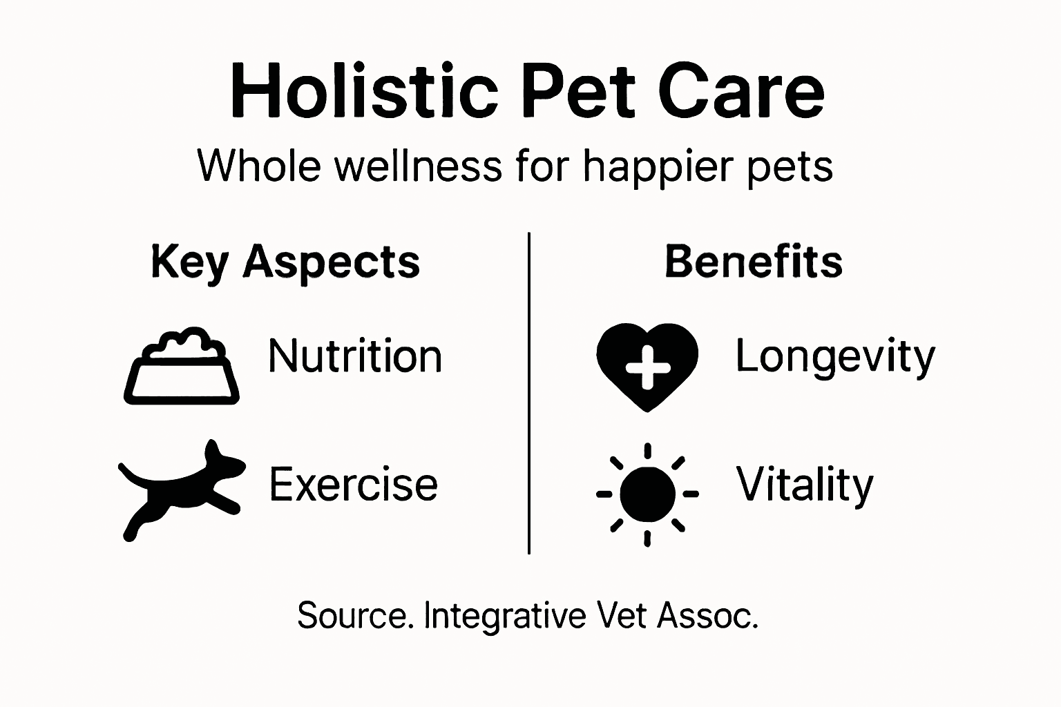 Infographic overview showing holistic pet care basics