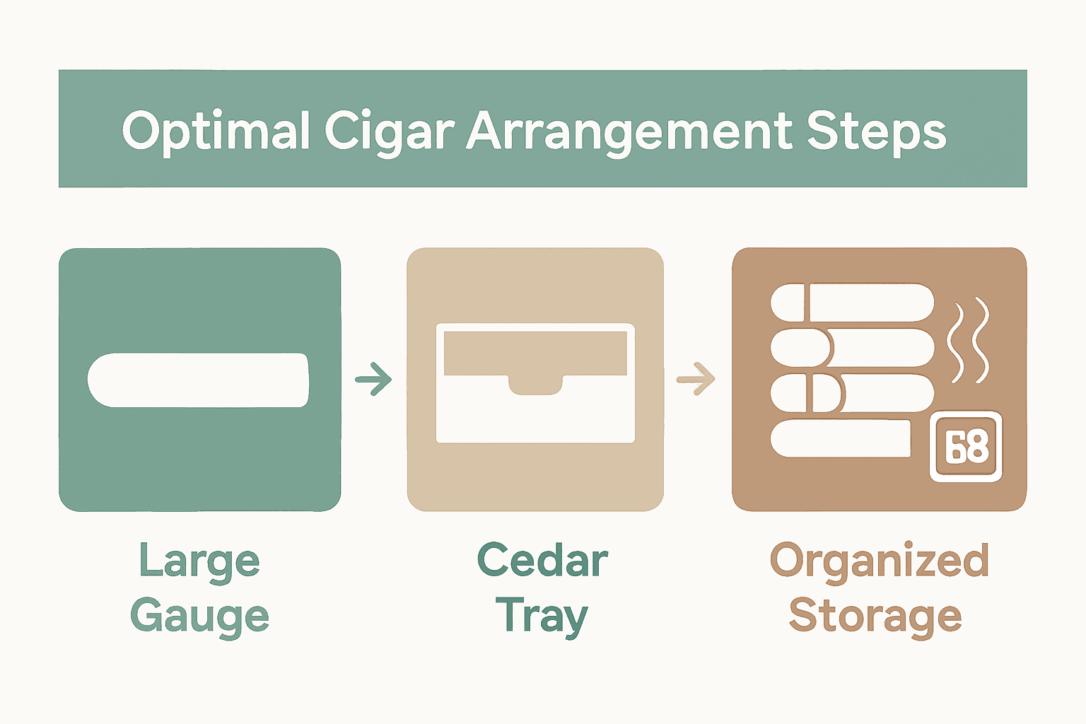Infographic showing steps to arrange cigars