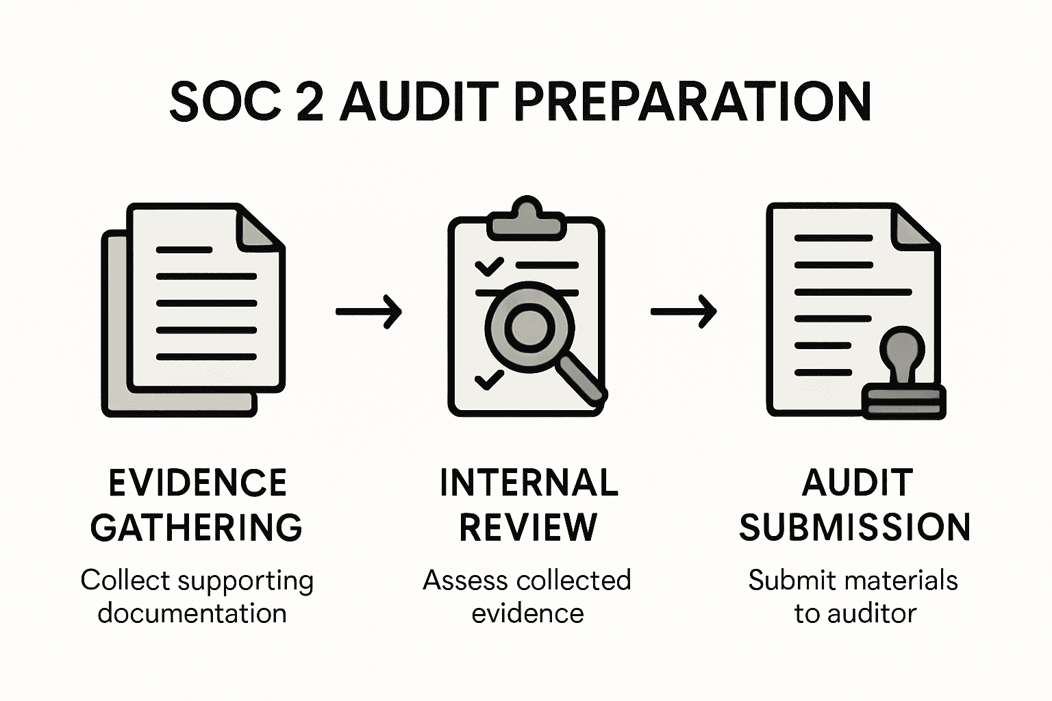 Step-by-step SOC 2 audit preparation infographic