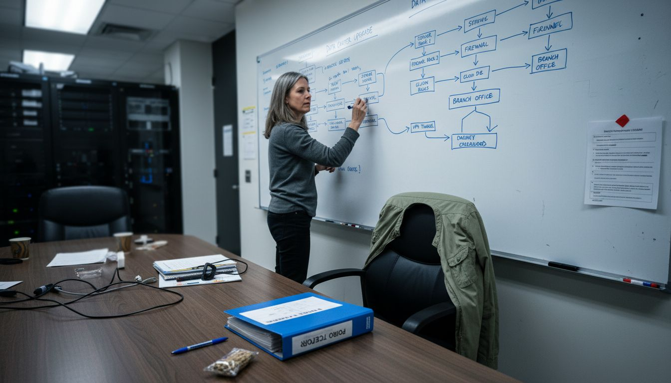 Specialist reviews SOC whiteboard and notes