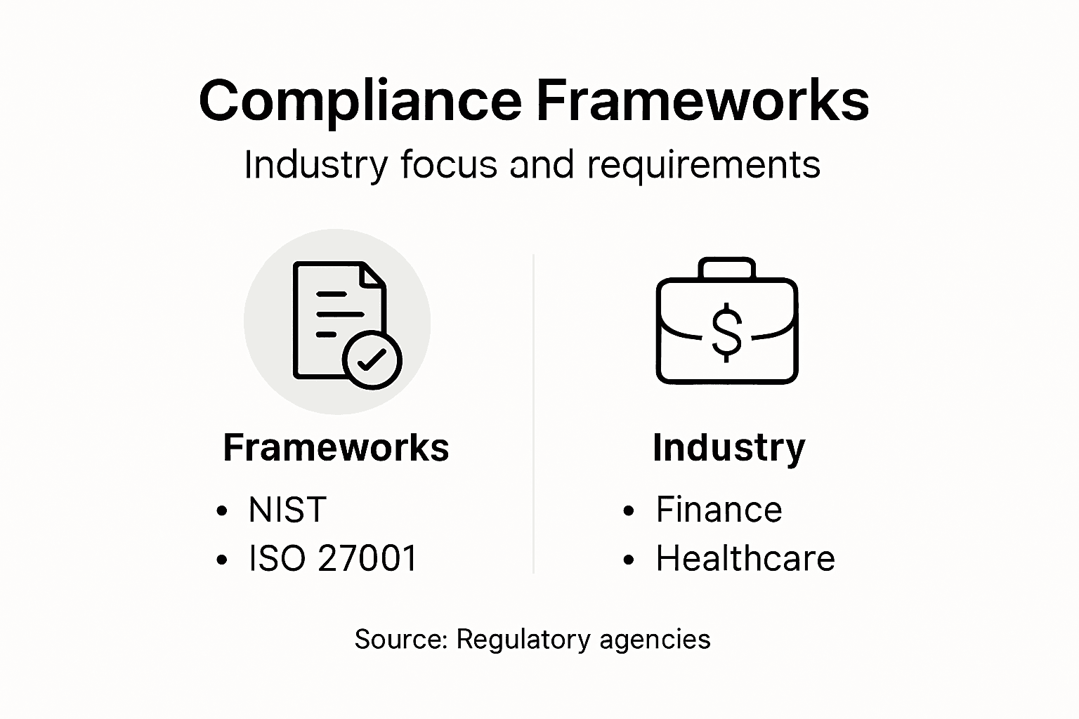 Infographic summarizing cybersecurity compliance frameworks