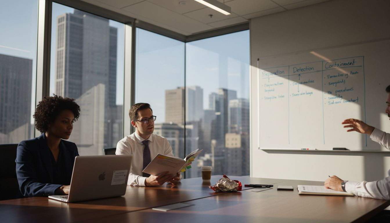 Financial firm team discusses incident response phases