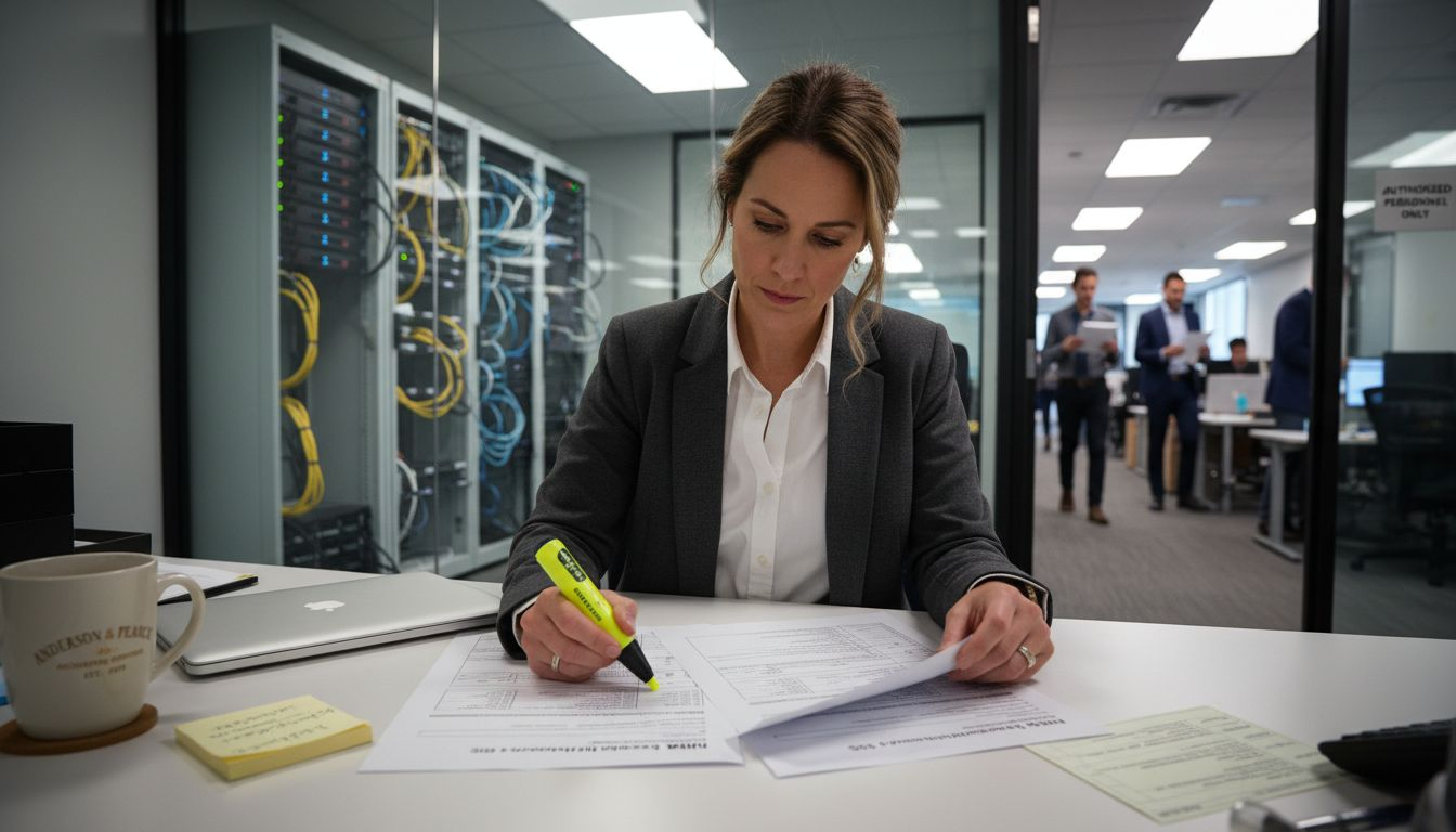 Compliance officer reading cloud security documents