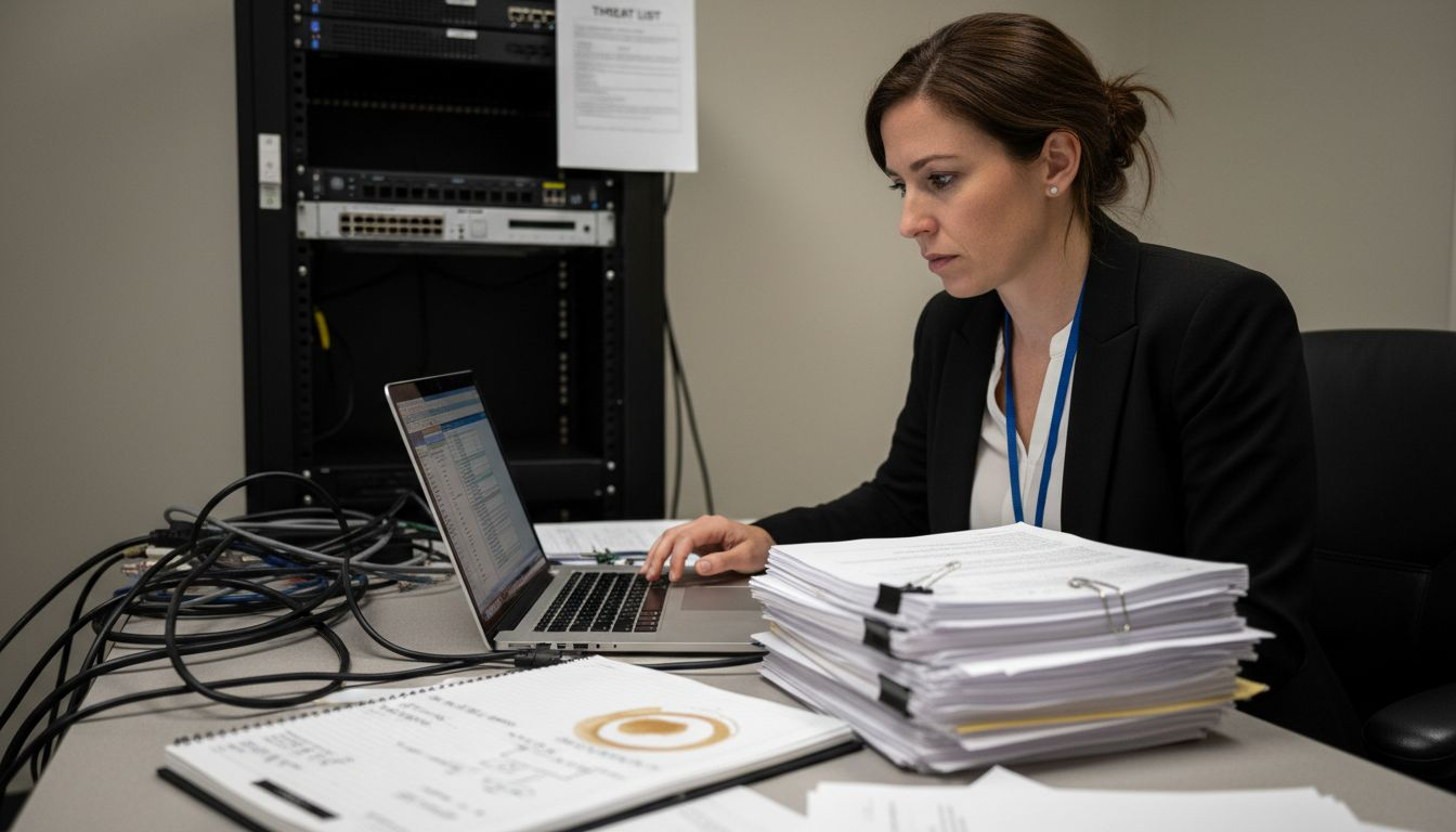 Hospital IT manager reviewing cybersecurity risks