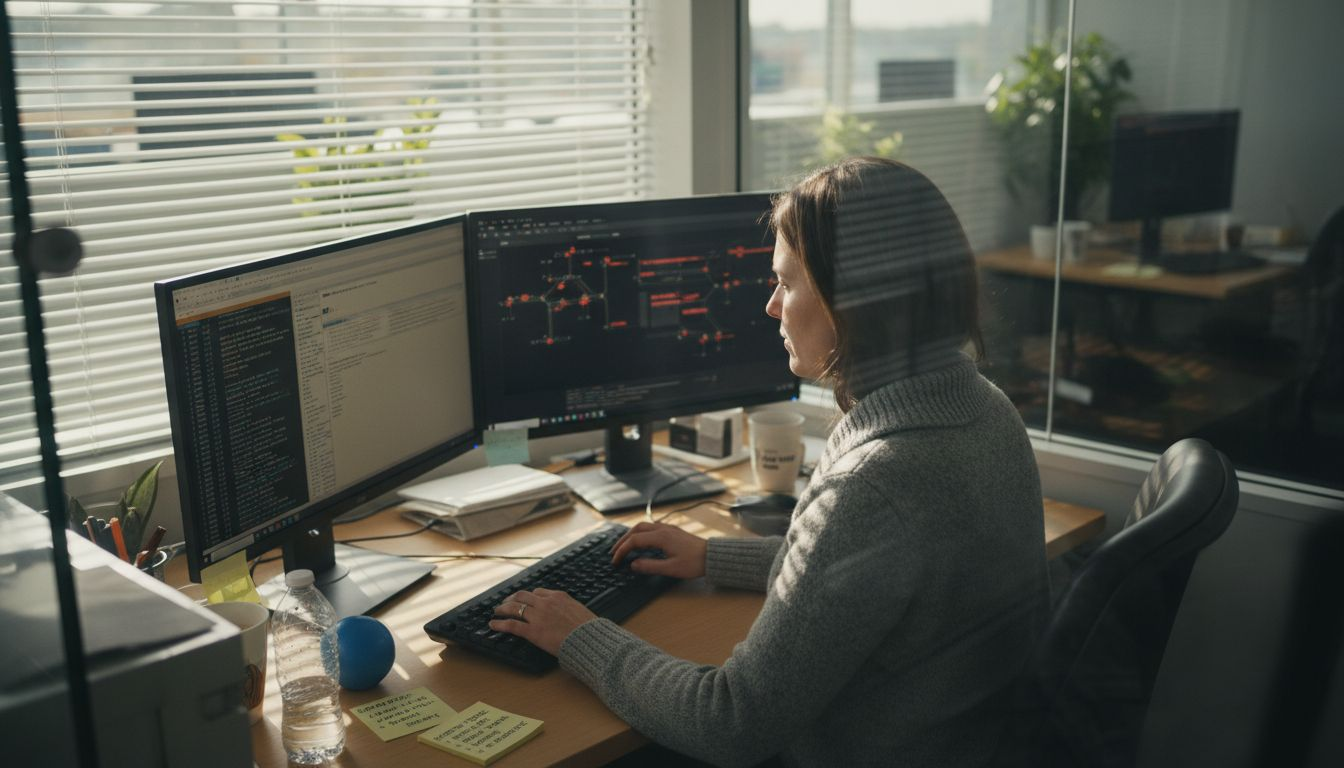 Security analyst monitoring endpoint alerts