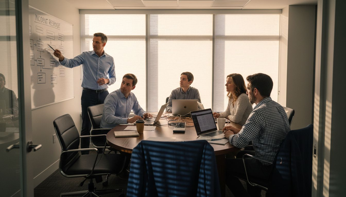 IT team reviewing incident response plan