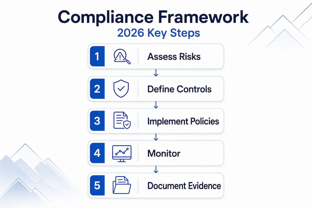 Infographic showing regulatory compliance process steps
